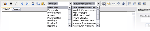 Editing toolbar controls