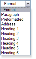 Format text drop-down list box